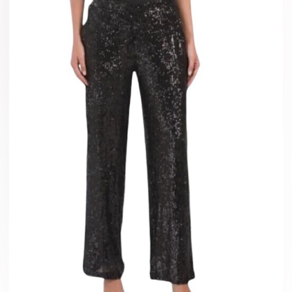 CABLE & GAUGE Black Sequin Wide Leg Pant Trouser 📦